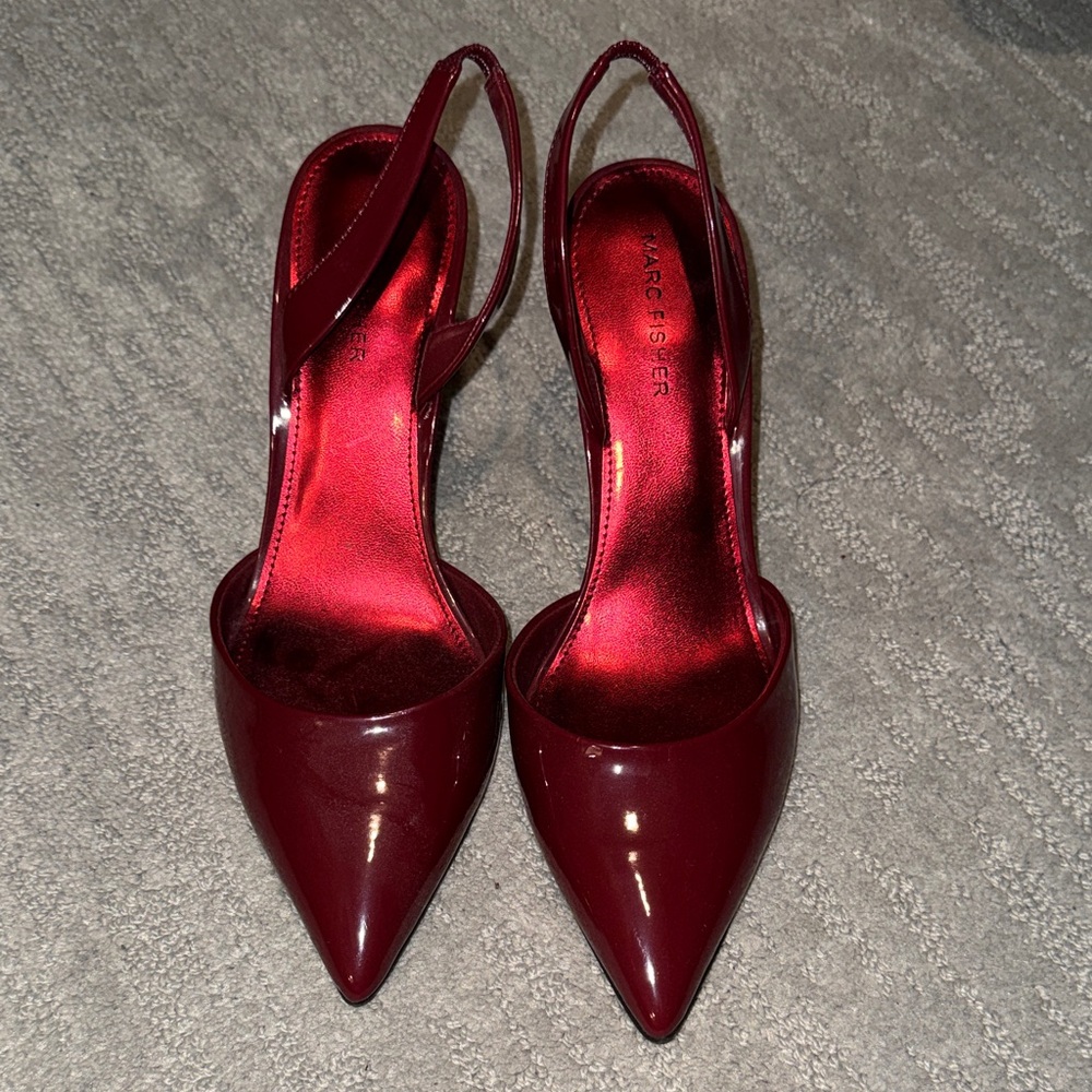 Marc Fisher Deep Red Slingback Heels